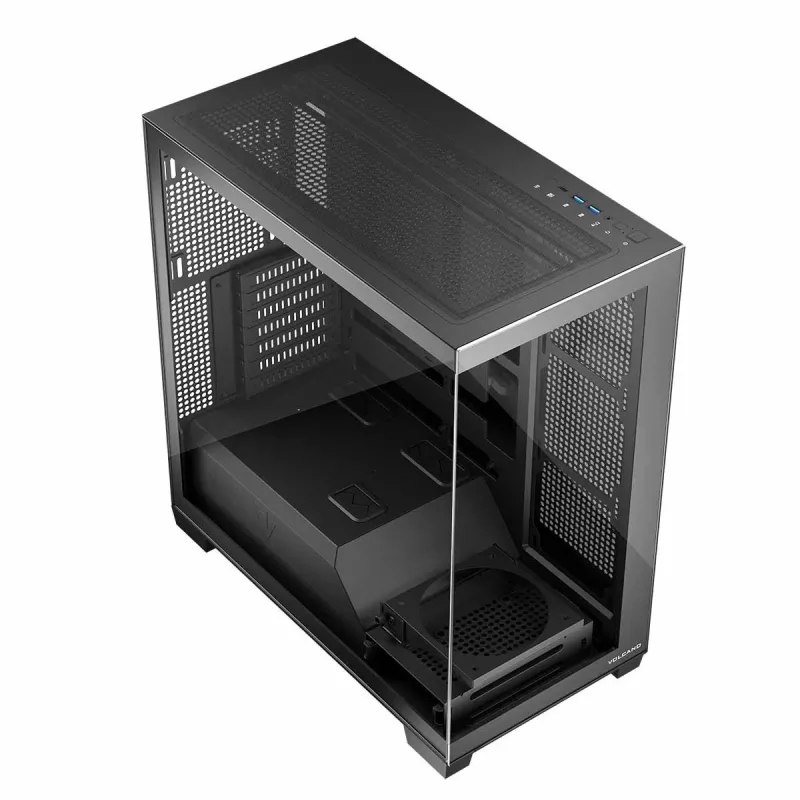 PC korpus MODECOM Volcano Stellar NF ATX miditorn, karastatud klaas, must, toetab ATX/micro ATX, GPU kuni 420mm, CPU jahuti 175mm