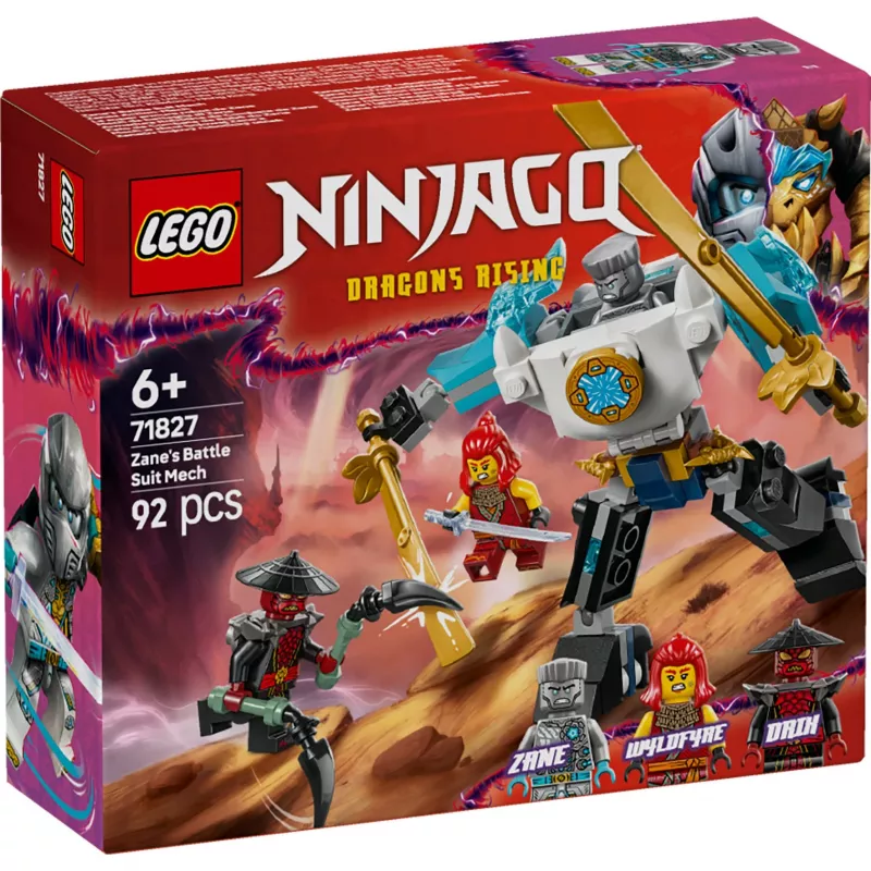 LEGO NINJAGO komplekt 71827 Zane'i lahingülikonna mech, 92 detaili, 2 minifiguuri, kõrgus 100 mm, vanus 6+