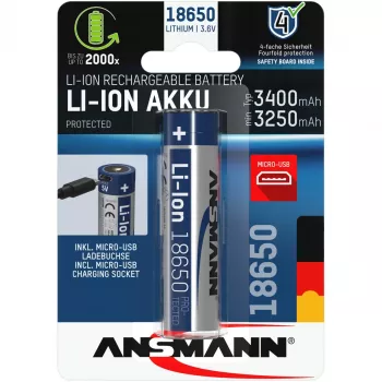 Ansmann 1307-0003 majapidamispatarei taaslaetav aku 18650 liitiumioon (Li-Ion)