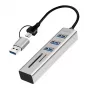 USB 3.0 jaotur USB-A, SD/microSD pesa, 2in1