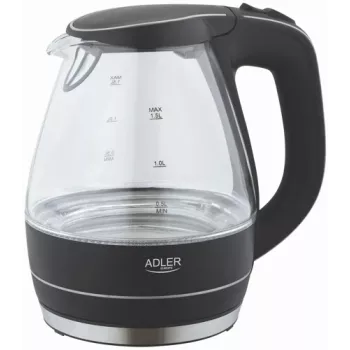 Veekeetja Adler AD 1224, standardne, 2000 W, 1,5 L, klaas, 360° pöördalus, must
