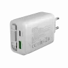 CANYON laadija OnCharge 65RC sisseehitatud USB-C kaabliga 65W, 1x PD, 1x QC, EL pistik, valge