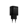 NATEC juhtmega mobiilseadme laadija NUC-2141, 30W, USB-C PD 3.0 + USB-A QC 3.0, 110–240V, must