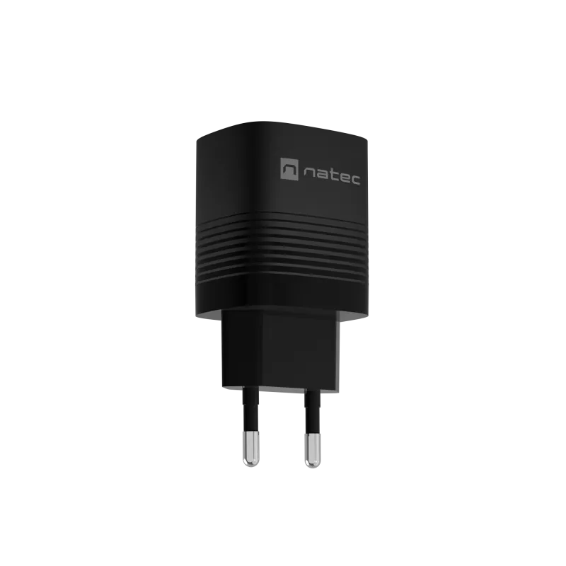 NATEC juhtmega mobiilseadme laadija NUC-2141, 30W, USB-C PD 3.0 + USB-A QC 3.0, 110–240V, must