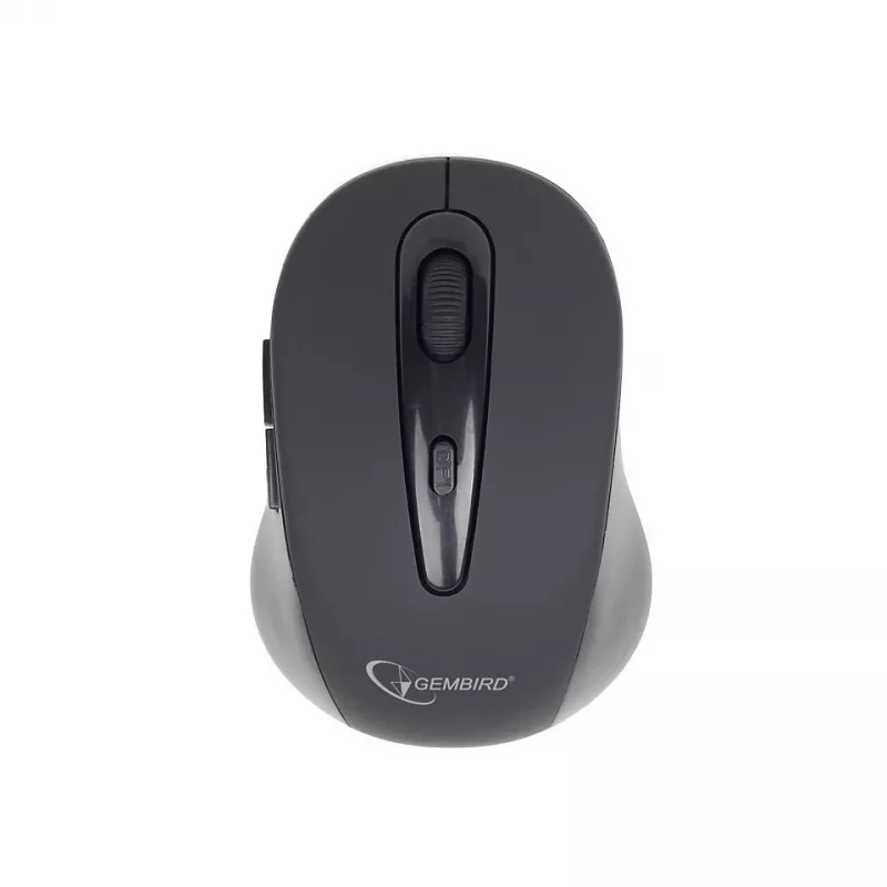 Juhtmevaba Bluetooth optiline hiir GEMBIRD MUSWB2 — paremakäeline, 1600 DPI, 6 nuppu, must/hall, AAA patareid