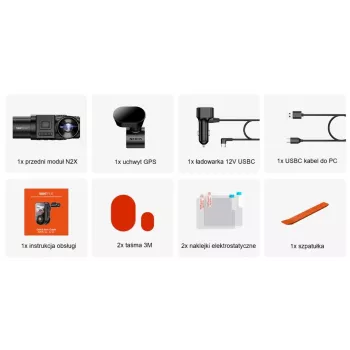 Auto pardakaamera VANTRUE N2X LTE — 2.7K Ultra HD, SONY STARVIS 2 IMX675 põhikaamera, 158° F/1.8, 2 kanaliga, GPS, Wi‑Fi, IPS 2 tolli ekraan