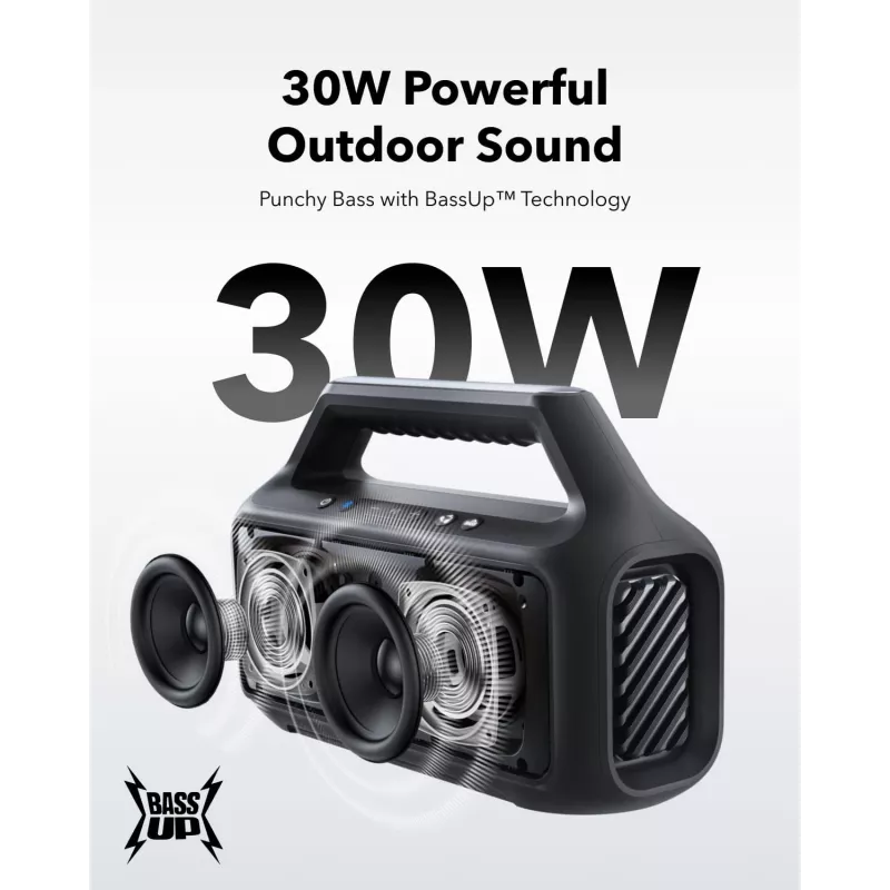 Stereo kaasaskantav kõlar Anker Soundcore Boom 2 SE — 2.0 kanalit, 30 W RMS, juhtmevaba, must