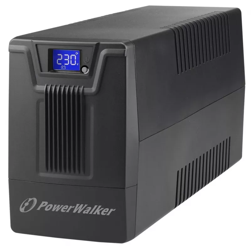 Katkematu toiteallikas PowerWalker VI 800 SCL FR — Line‑interaktiivne UPS 0,8 kVA (480 W), 2 Type E pistikupesa, USB, RJ-45/RJ-11, 12V 9Ah aku, torn, must