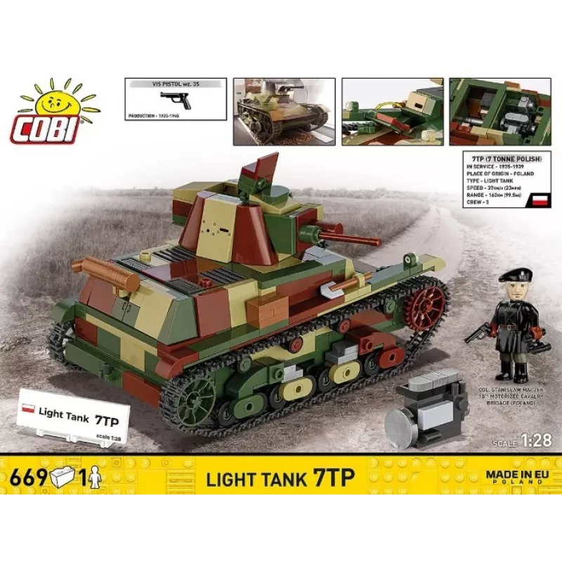 Cobi ehitusklotsid Kerge tank 7TP mudel, 669 osa, COBI-2661