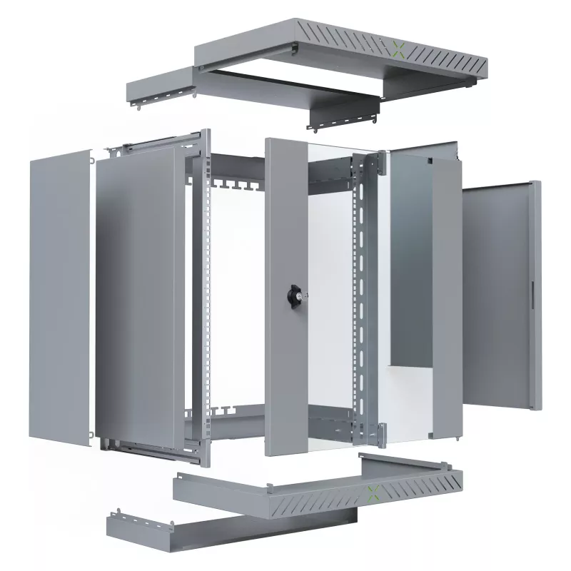 EFB Elektronik 19 Wandgehäuse X-Rack mit Glastür 400-600mm grau - Wandgehäuse (WGX-1506GR.G1)