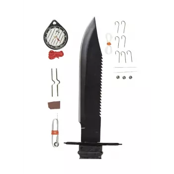 Kindla teraga ellujäämisnuga Mil-Tec Special Forces 15368000 — roostevaba teras, täistang, 310 mm üldpikkus, 185 mm tera, must