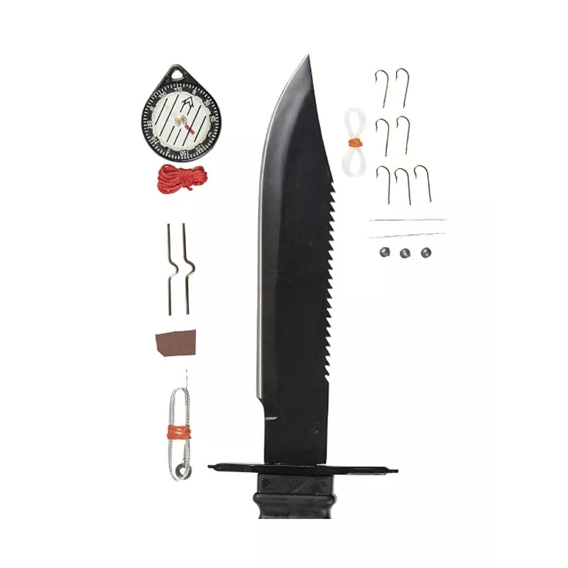 Kindla teraga ellujäämisnuga Mil-Tec Special Forces 15368000 — roostevaba teras, täistang, 310 mm üldpikkus, 185 mm tera, must