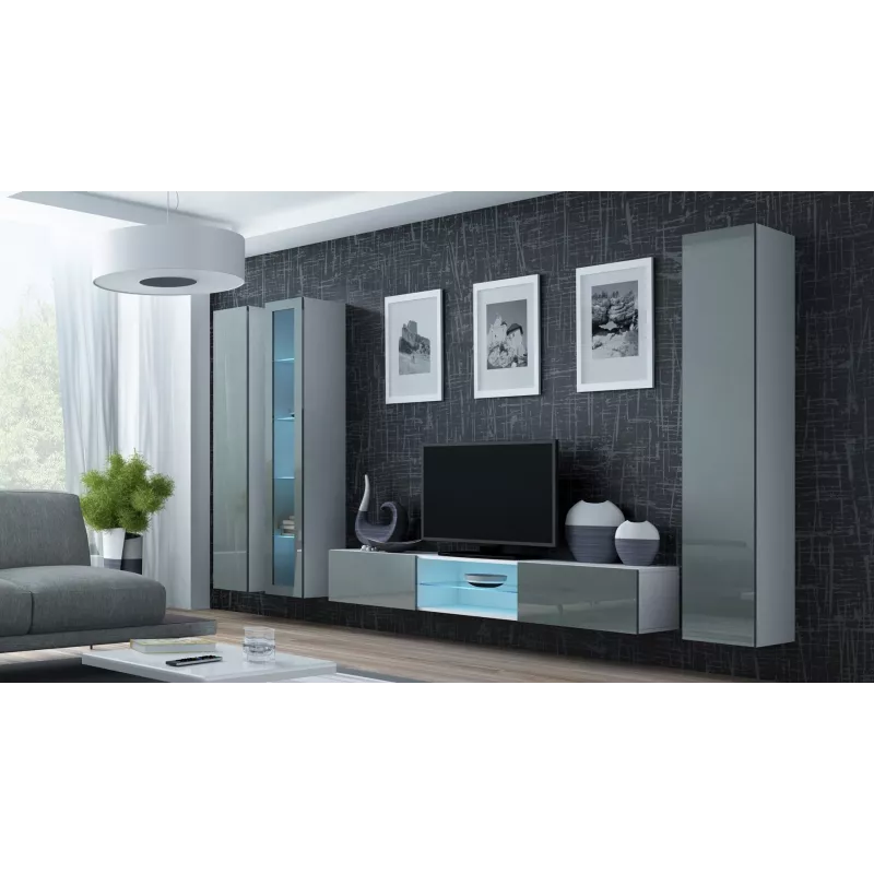 Cama Vitriinkapp VIGO '180' 180/40/30 valge/hall läikiv