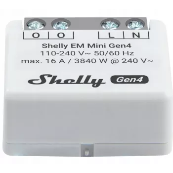 Nutirelee Shelly Relay EM Mini Gen4 1-kanaliline Wi‑Fi Matter Zigbee Bluetooth 8A, 110–240 V, energiamõõtur