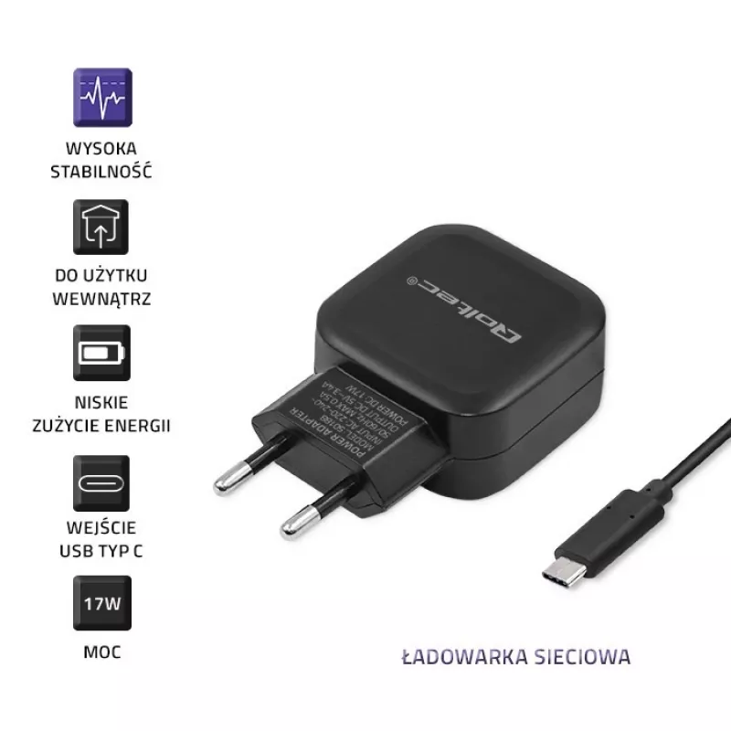 Qoltec 50188 mobiilseadmete laadija sülearvutile, nutitelefonile, nutikellale, tahvelarvutile, telefonile, universaalne must AC, DC siseruumides