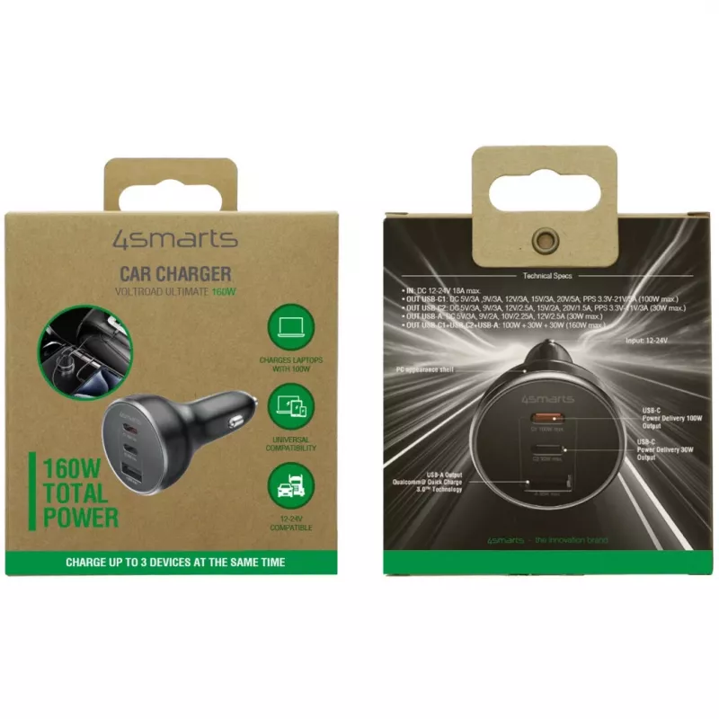 4smarts Vehicle Charger VoltRoad Ultimate 160W must (541224)