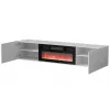 TV-kapp Cama Meble TULA elektrikaminaga, 1830×350×370 mm, valge matt pealispind ja raam