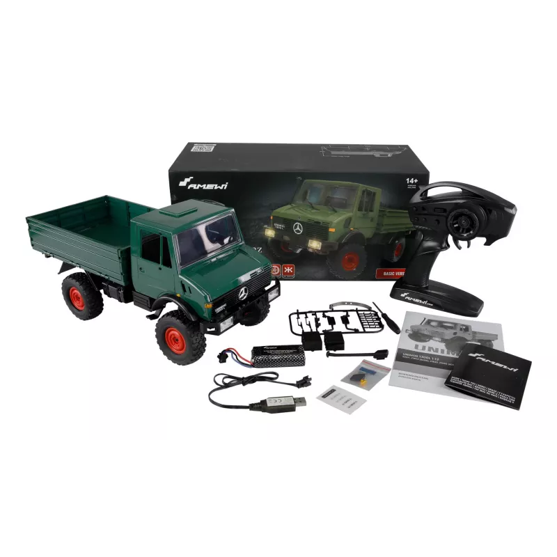 Amewi Mercedes‑Benz Unimog raadio teel juhitav auto mõõtkavas 1:12 4WD, roheline