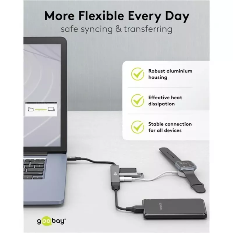Goobay Slim 4-Port USB-Hub, USB-C™ USB-C™/USB-A, USB 3.2 (74459)