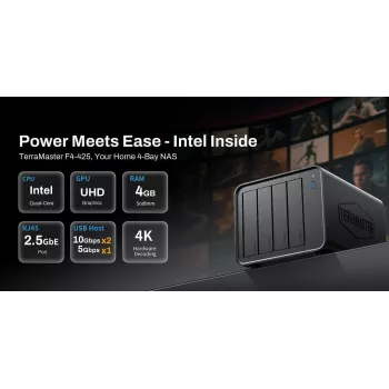 Võrgusalvesti TERRAMASTER F4-425 NAS Intel Celeron N5095 neljatuumalise protsessoriga 2 GHz, 4 GB DDR4