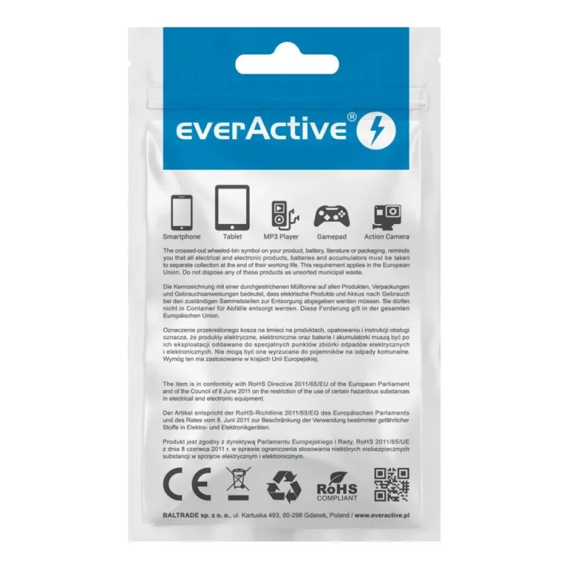 everActive kaabel USB Lightning 1m – Valge, silikoon, kiirlaadimine, 2,4A – CBS-1IW