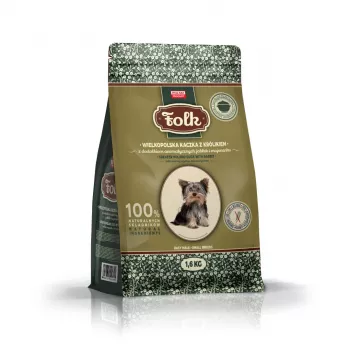 FOLK Väikest tõugu koertele Traditsiooniline Suur-Poola part küüliku, õunte ja majoraaniga - kuiv koeratoit - 1,6kg