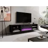 TV-kapp Cama Meble POLO 180x33x39 cm elektrikaminaga 1400–1600 W, must, 2 riiulit, laminaat