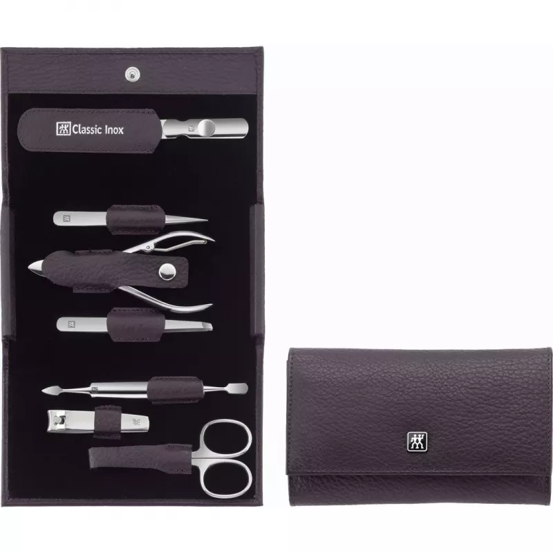 ZWILLING Classic roostevaba teras 97646-008-0 reisi-maniküürikomplekt, lilla ümbris, 7 osa