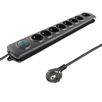 Liigpingekaitse Qoltec 50113 Must 8 vahelduvvoolu pistikupesa 230 V 1.8 m