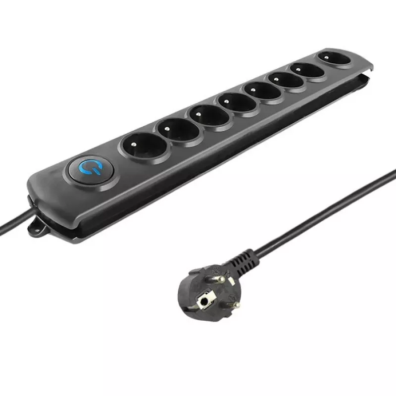 Liigpingekaitse Qoltec 50113 Must 8 vahelduvvoolu pistikupesa 230 V 1.8 m