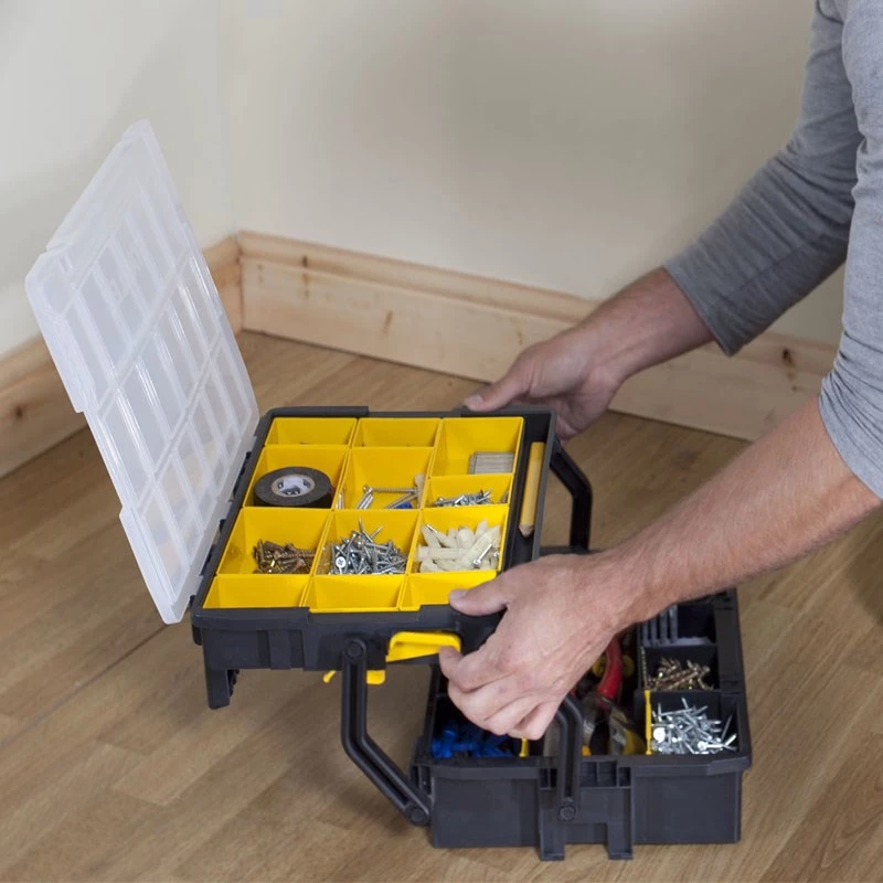 Väikeste osade kast Stanley Sortmaster Multilevel Organizer Must Läbipaistev 400x420x315 mm