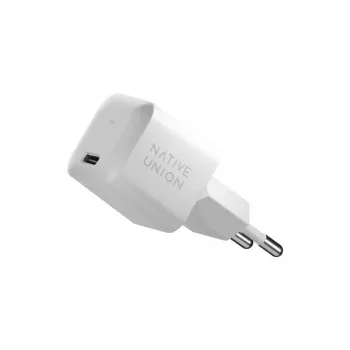 GaN-kiirlaadija 30 W native union Native Union Fast GaN Charger PD 30W USB-C 1-pordiga 100–240 V valge süle-, nuti- ja tahvelarvutile liigvoolu-, liigpinge- ja ülekuumenemiskaitsega