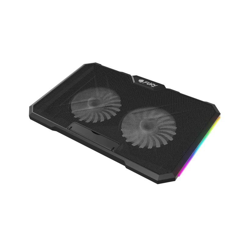FURY GUNBAI G3 sülearvuti jahutuspadi 14.1–17.3 tollile, 2 ventilaatoriga, RGB-valgustus, 2× USB
