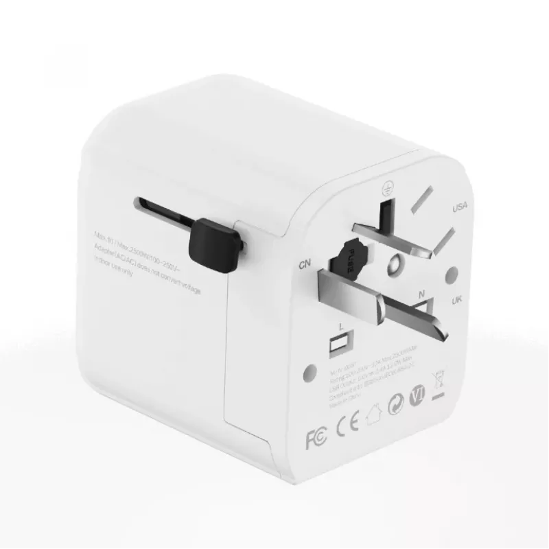 Universaalne reisiadapter GEMBIRD TPA-EU2A12-01-W 12W USB toiteadapter rahvusvahelistele pistikupesadele