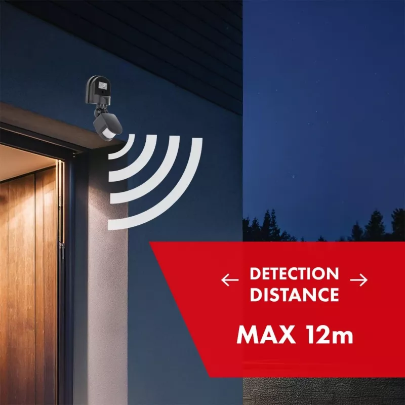 Maclean MCE25 GR seinakinnitusega 180° liikumis- ja hämarusandur, max 1200W, hall