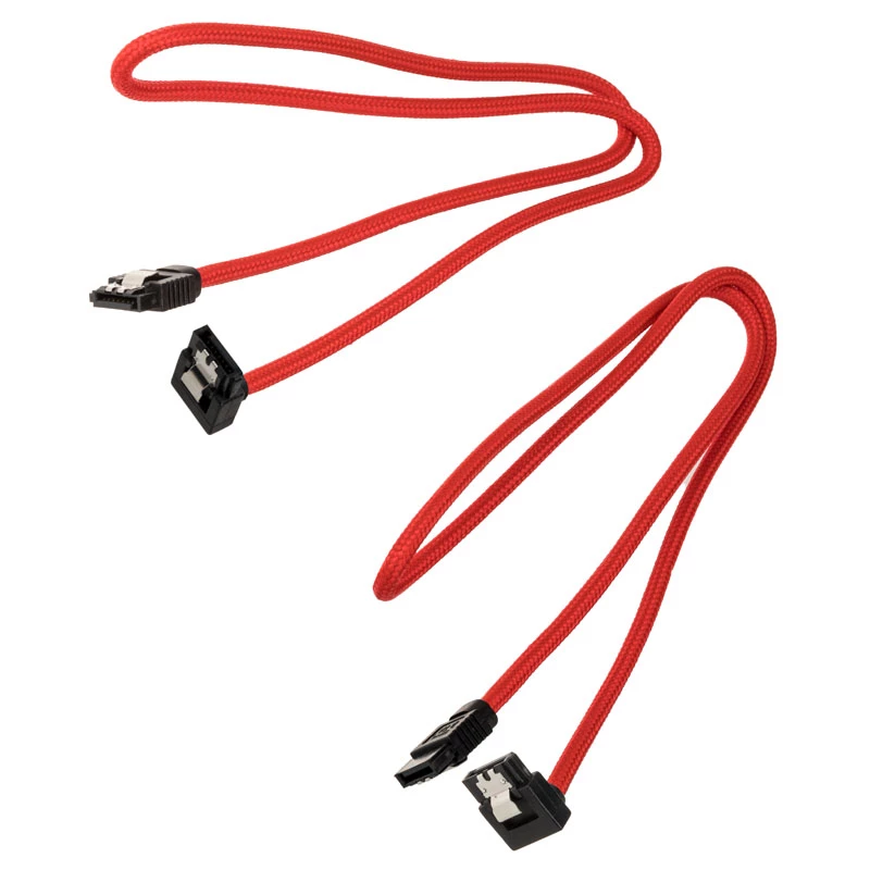 Corsair Premium varjestatud SATA-kaabel nurga all, punane 60 cm - 2 tk pakend