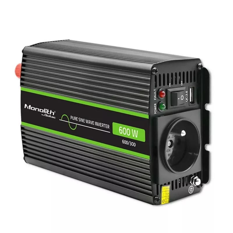 Qoltec Monolith toiteadapter inverter Auto 600 W 12 V