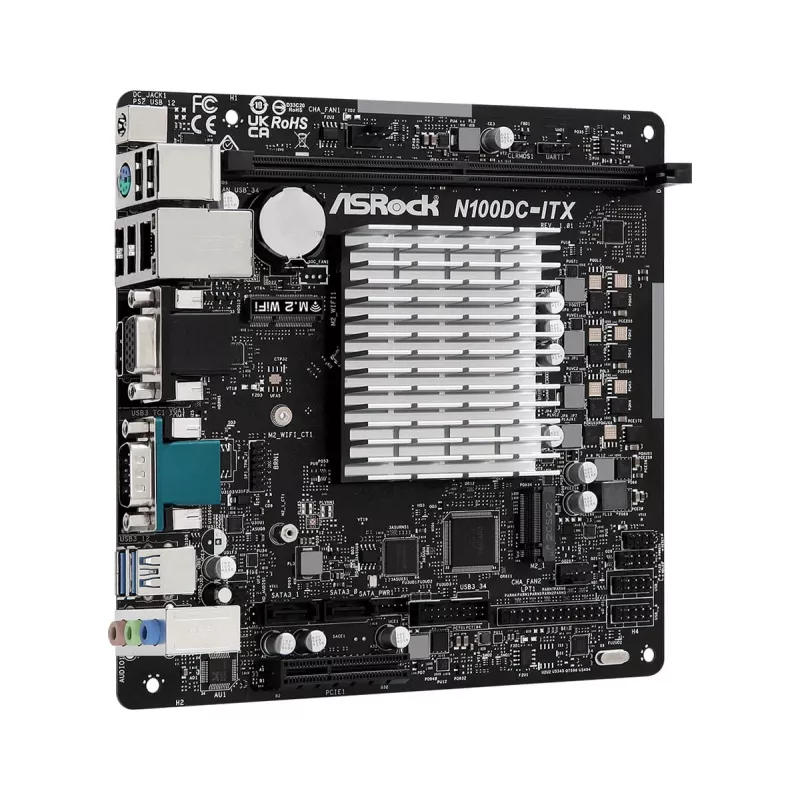 ASRock N100DC-ITX - Intel Quad-Core protsessor N100 (kuni 3,4 GHz) DDR4 - 2 SATA3, toetab Intel Turbo Boost tehnoloogiat Mini ITX (280) emaplaadid