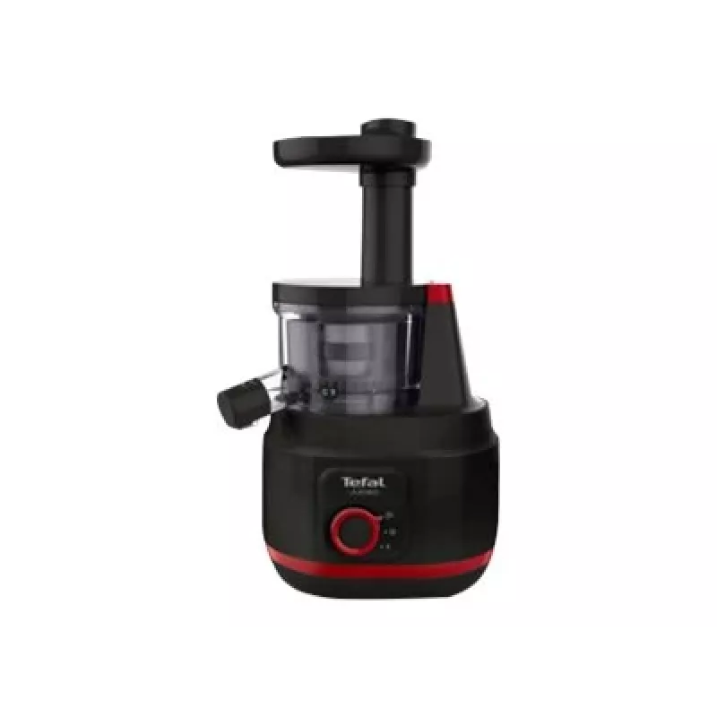 Aeglane mahlapress Tefal Juiceo ZC150 — 150 W, 4,5 cm toitetoru, 0,8 l mahla- ja viljalihamahutid, 80 p/min, must/punane