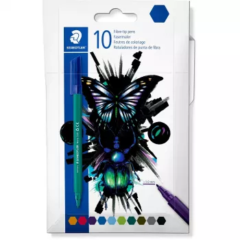 Fineliner pliiatsid Staedtler 326 C10 E1, ülipeen 1 mm ots, erinevad värvid, pakis 10 tk