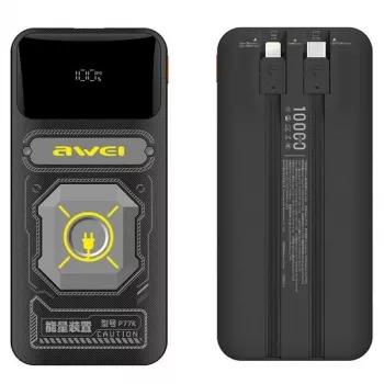 Powerbank 10000mAh 22,5 W P77K integreeritud kaabliga