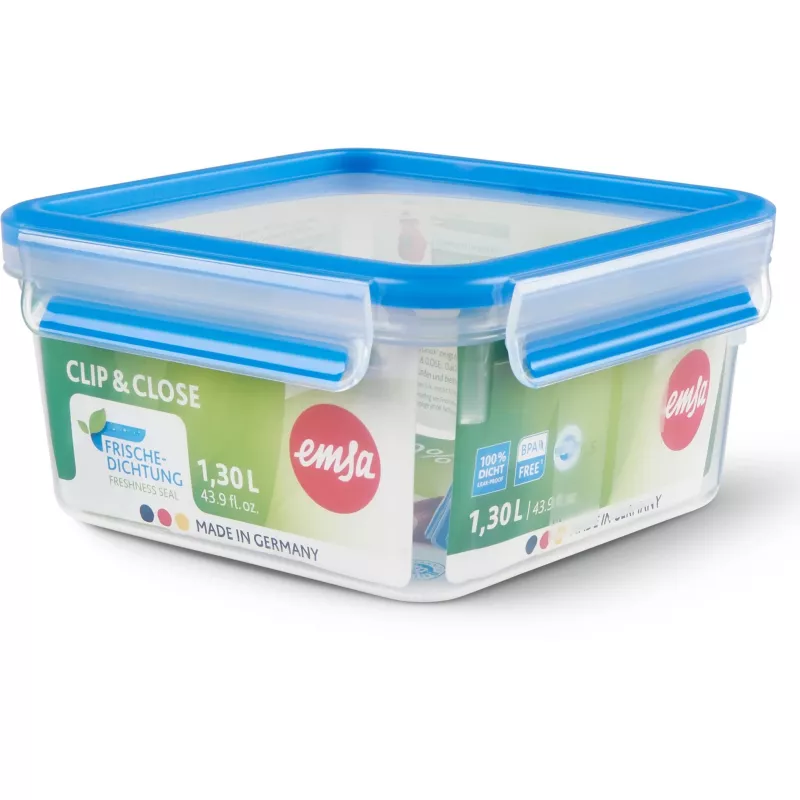 Toidunõu EMSA Clip&Close 1,3 L ruudukujuline õhukindel BPA-vaba, mudel 3110600387