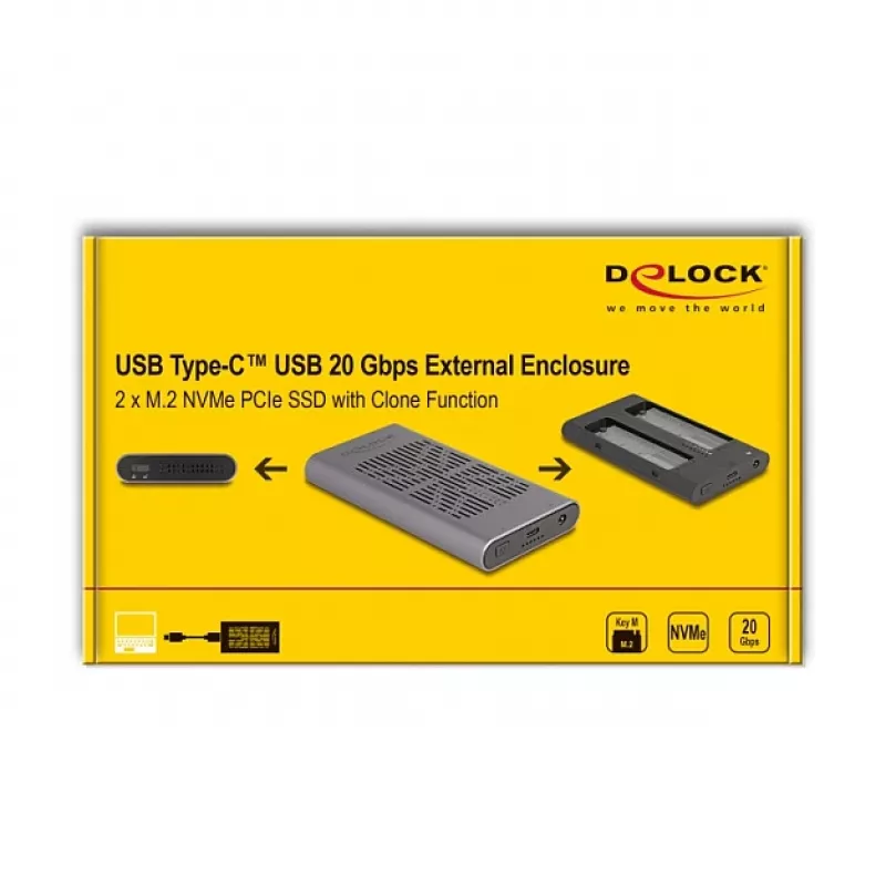 SSD-korpus DeLOCK 42027 Hall M.2 10 Gbit/s USB USB-C