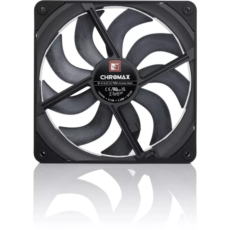 Noctua NF-A14x25 G2 PWM chromax.Must 140 mm korpuse ventilaator
