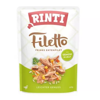 Märg koeratoit RINTI Filetto Duck pardifilee köögiviljadega 100 g kott, täistoit, 15% valku, 1% rasva, 81% niiskust