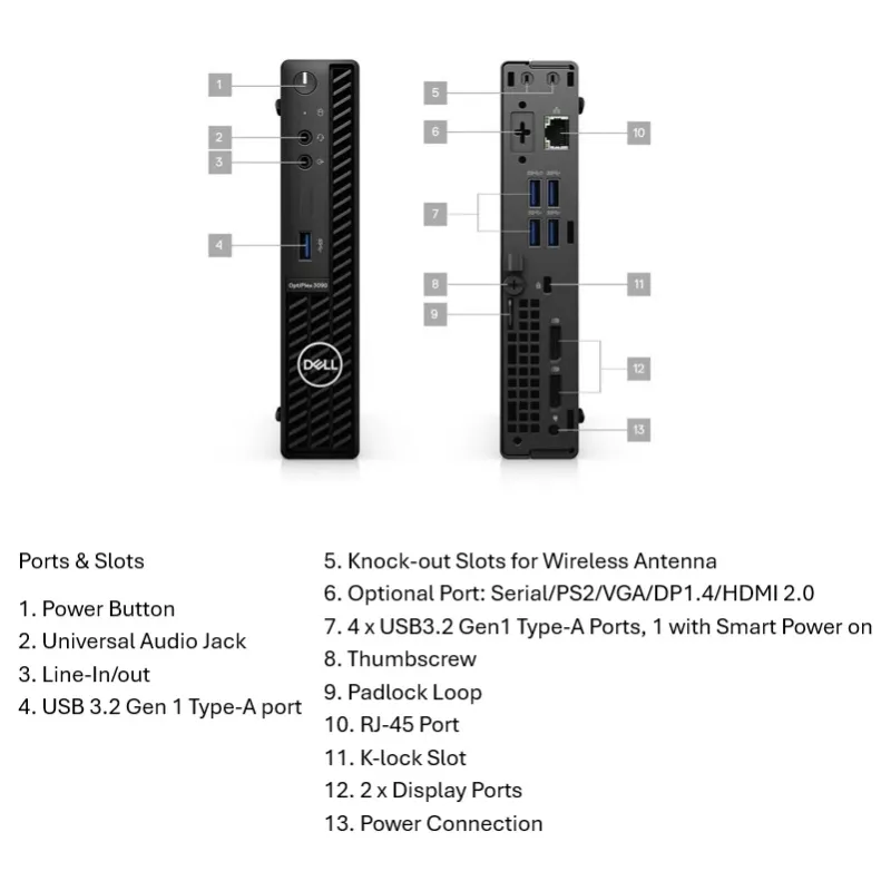 Lauaarvuti Dell OptiPlex 3090 (i5-10500T, 8 GB muutmälu, 256 GB NVMe, Intel UHD 630, Windows 11 Pro) A-klassi uuendatud