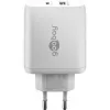 USB-C Dual-Fast Charger, PD, GaN, 65 W (valge, 1x USB-C, 1x USB-A, Power Delivery)