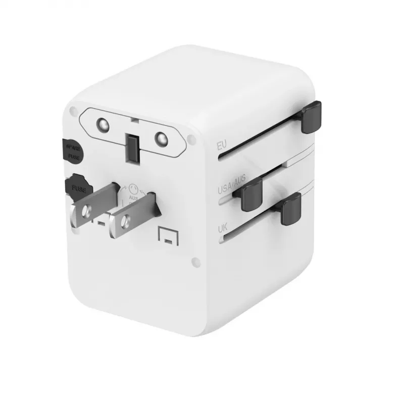 Reisiadapter GEMBIRD TPA-1A2C20-01-W — 20 W, USB-A (18 W) + 2× USB-C (20 W), Type E pistik, valge