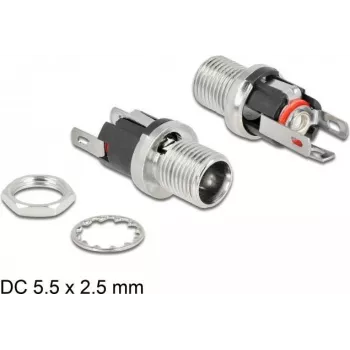 DC-pistik 5,5 x 2,5 mm emane läbiviigupistik jooteversioon DeLOCK 90057