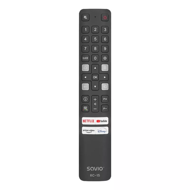 SAVIO universaalne TV-pult RC-15 TCL SMART TV jaoks, IR-juhtmevaba, must, ulatus 10 m